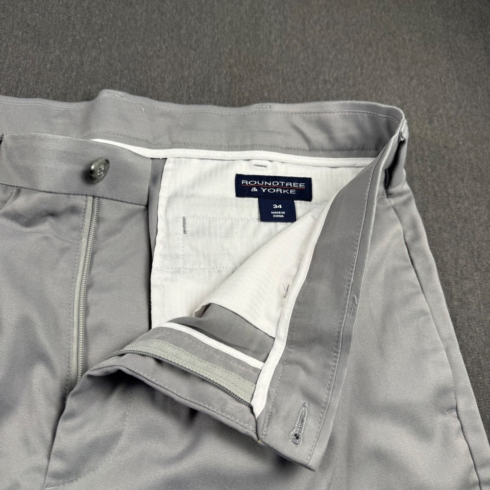 Roundtree & Yorke Mens‎ Gray Flat Front Performance Golf Shorts Size 34 Stretch